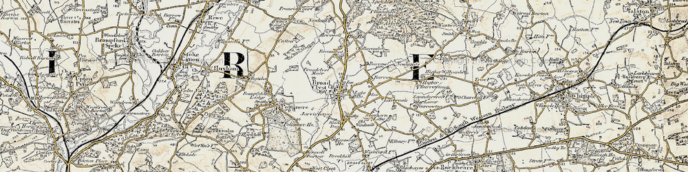 Old map of Broadclyst in 1898-1900