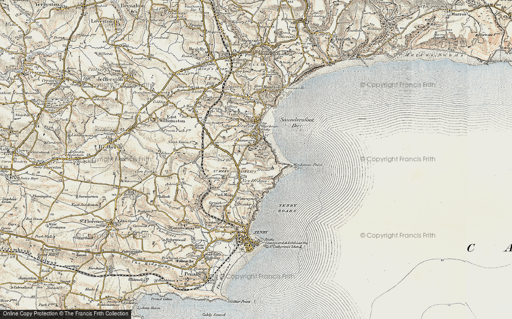 Old Map of Historic Map covering Monkstone Point in 1901