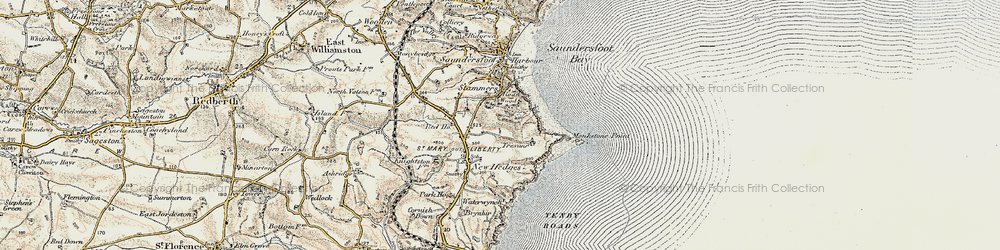 Old map of Monkstone Point in 1901