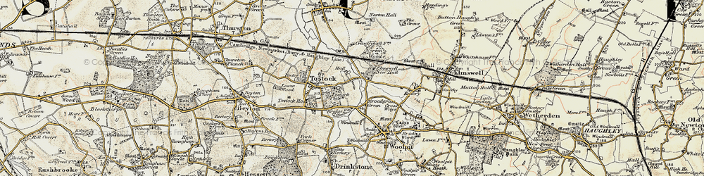 Old map of Broadgrass Green in 1899-1901