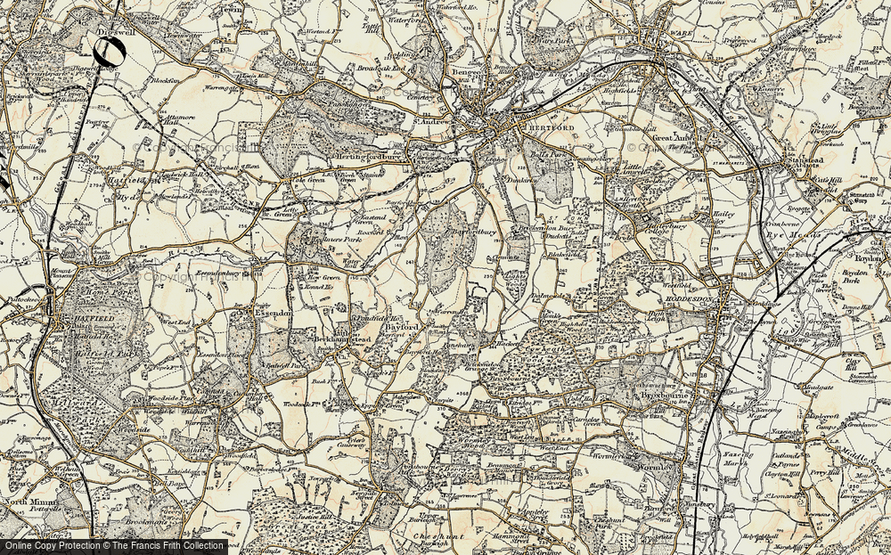 Old Map of Historic Map covering Brickendonbury in 1898
