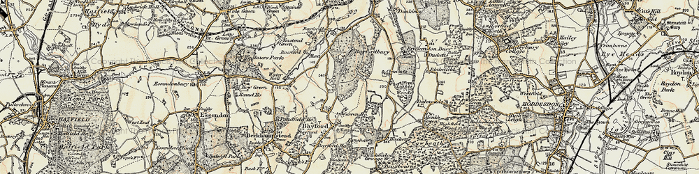 Old map of Bayfordbury Mansion in 1898