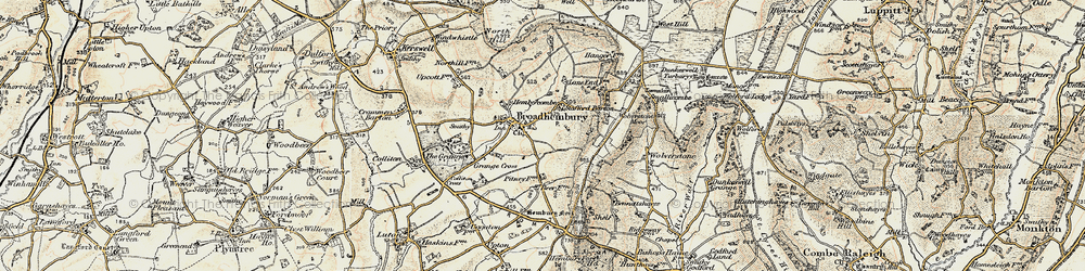 Old map of Broadhembury in 1898-1900