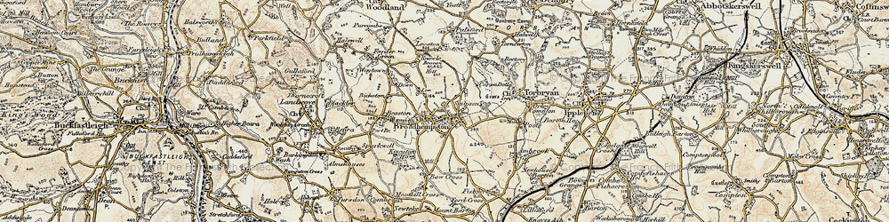 Old map of Bow Cross in 1899