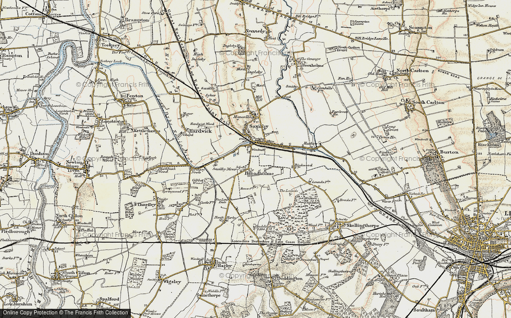 Old Map of Historic Map covering Drinsey Nook in 1902-1903