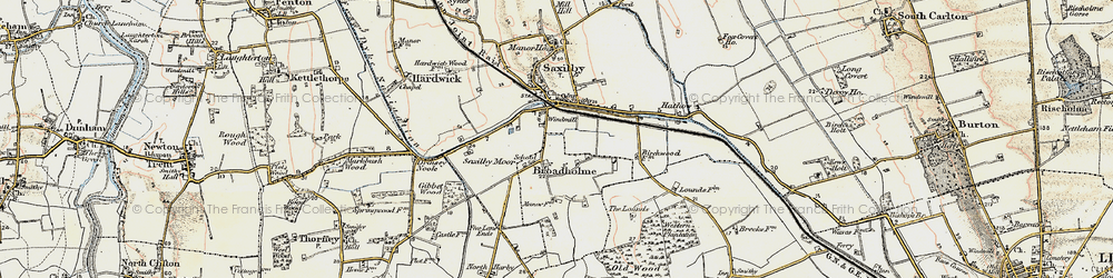 Old map of Broadholme in 1902-1903