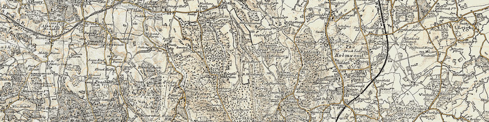 Old map of Wotton Common in 1898-1909