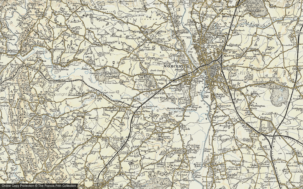Old Map of Historic Map covering Bransford Br in 1899-1901
