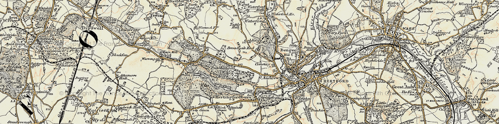 Old map of Broadoak End in 1898