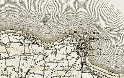 Old map of Broadsea in 1909-1910