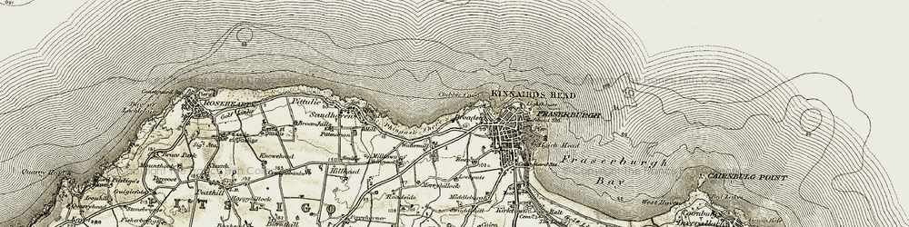 Old map of Broadsea in 1909-1910