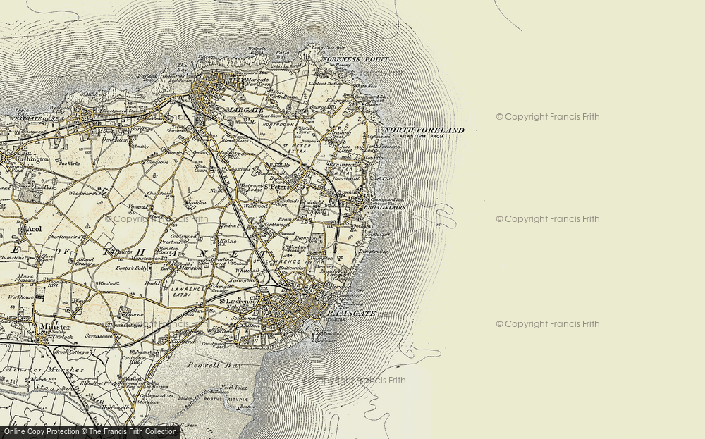 Old Map of Historic Map covering Dumpton Gap in 1898-1899