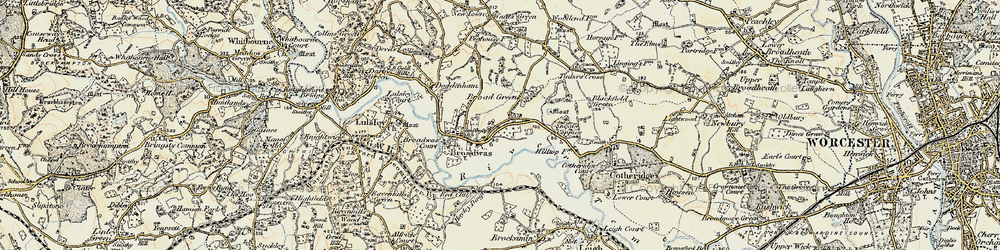 Old map of Broadwas in 1899-1902