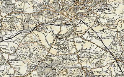 Old map of Broadwater Down in 1897-1898