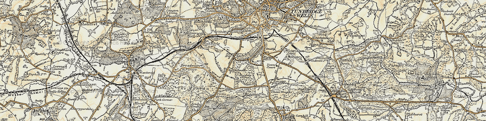 Old map of Broadwater Down in 1897-1898
