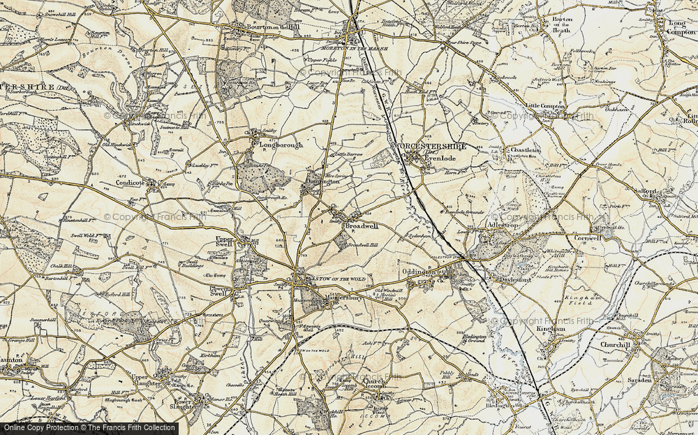 Old Map of Historic Map covering Broadwell Hill in 1899