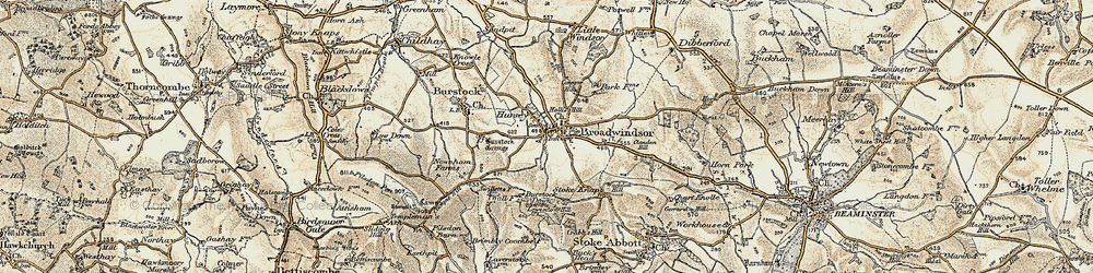 Old map of Broadwindsor in 1898-1899