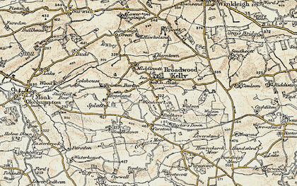 Old map of Broadwoodkelly in 1899-1900