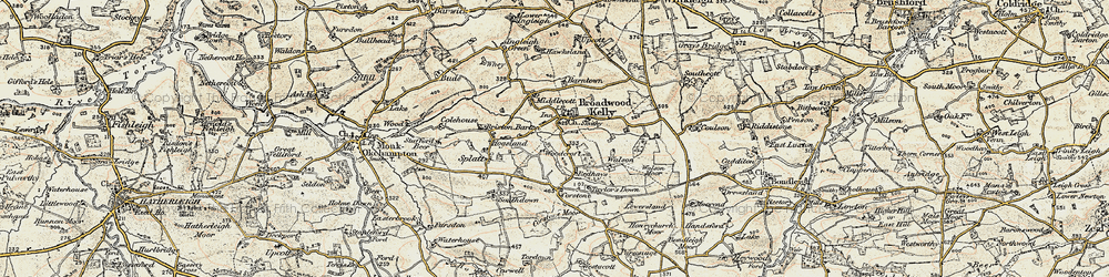 Old map of Broadwoodkelly in 1899-1900