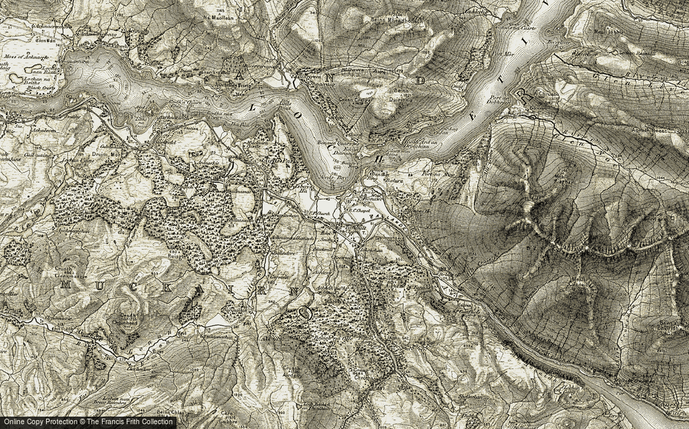 Old Map of Historic Map covering Achnameadhonach in 1906-1907