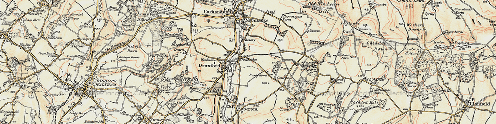 Old map of Brockbridge in 1897-1900