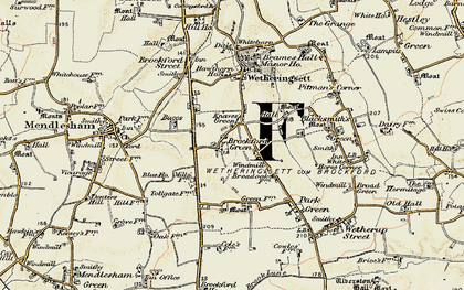 Old map of Brockford Green in 1898-1901