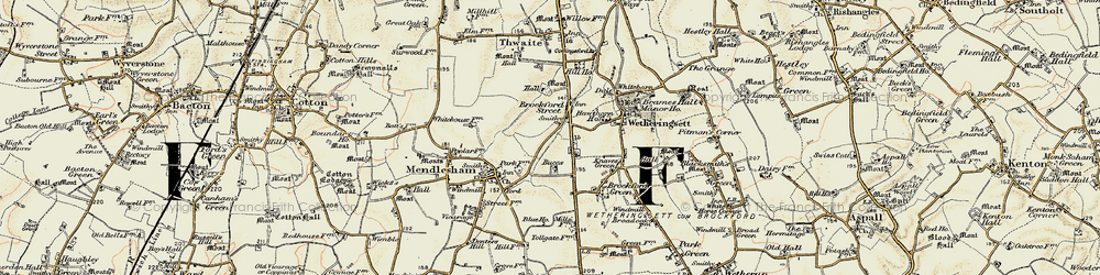 Old map of Brockford Street in 1901