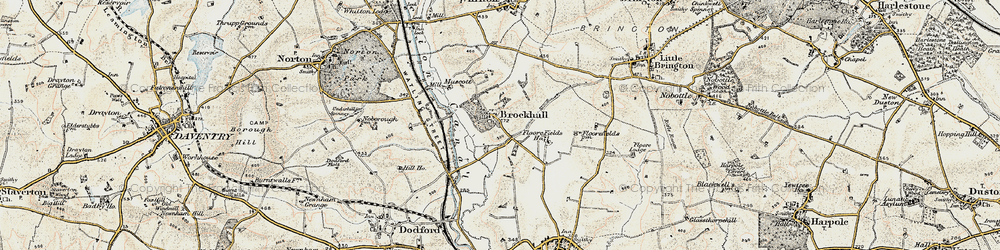 Old map of Brockhall in 1898-1901