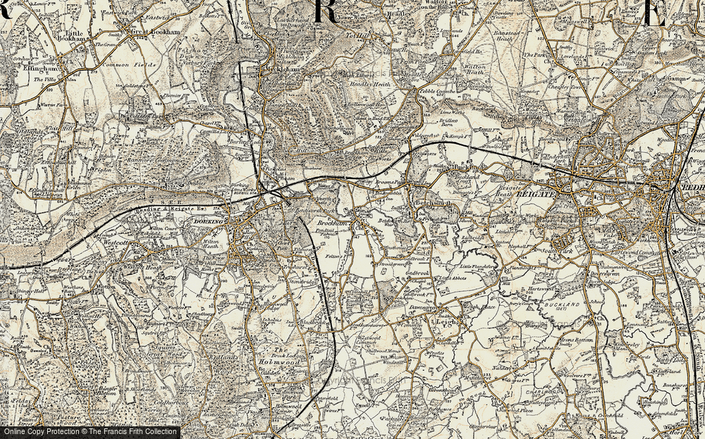 Old Map of Brockham, 1898-1909 in 1898-1909
