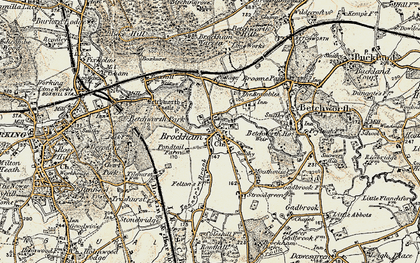 Old map of Brockham in 1898-1909