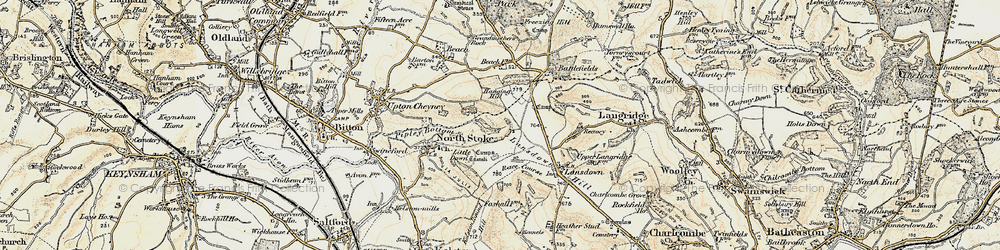 Old map of Brockham End in 1899