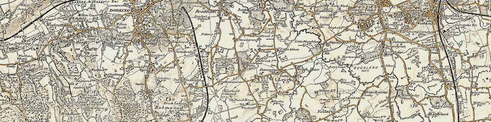 Old map of Brockham Park in 1898-1909
