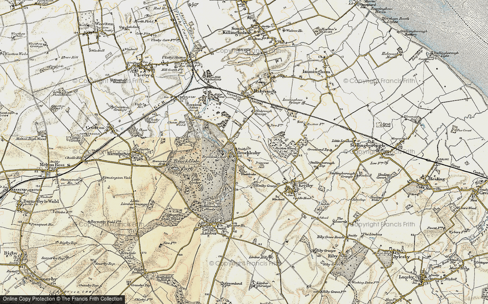 Old Map of Historic Map covering Brocklesby Park in 1903-1908