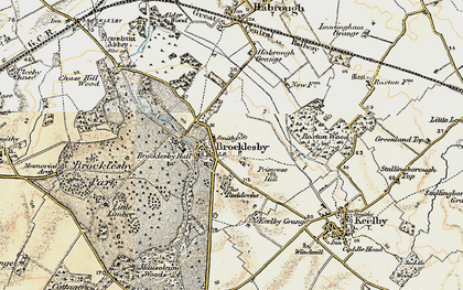 Old map of Brocklesby in 1903-1908