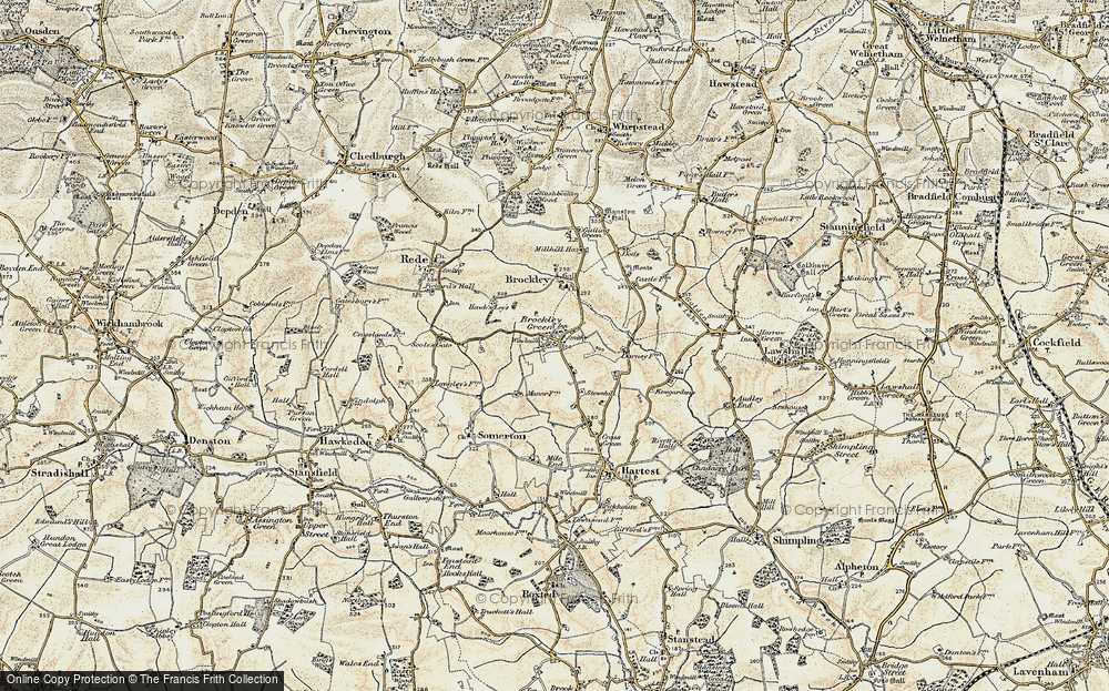 Old Map of Historic Map covering Brockley Hall in 1899-1901