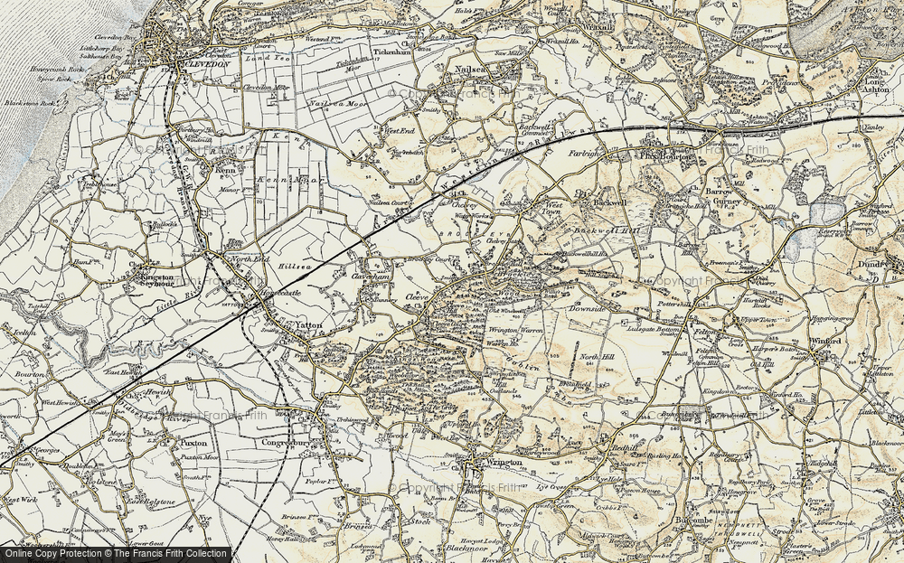 Old Map of Historic Map covering Wrington Warren in 1899