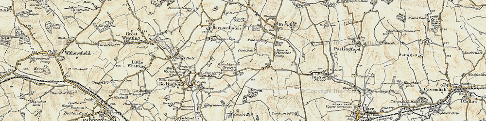 Old map of Brockley Green in 1899-1901