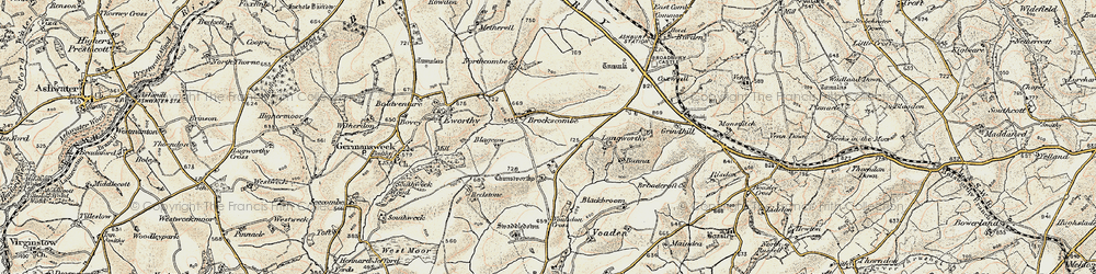 Old map of Brockscombe in 1900