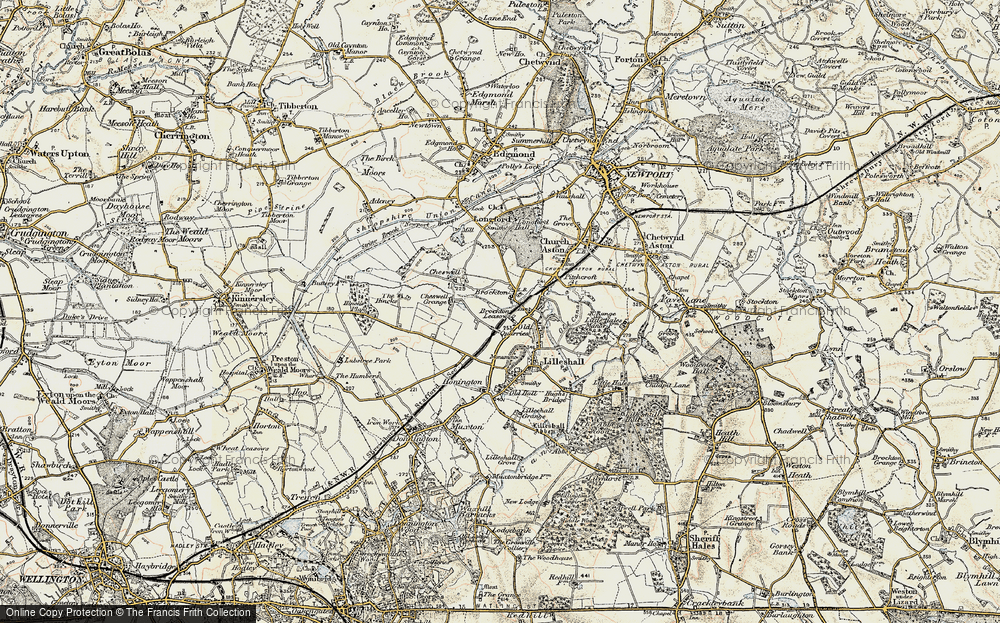Old Map of Historic Map covering Brockton Leasows in 1902