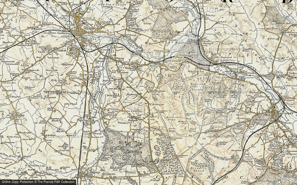 Old Map of Historic Map covering Brocton Coppice in 1902