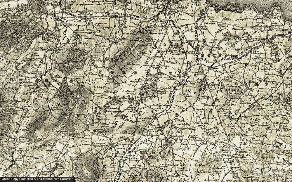 Old Map of Historic Map covering Burn of Durn in 1910