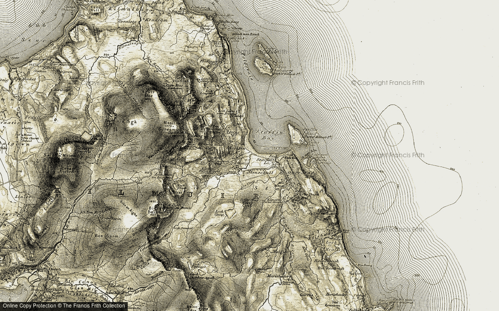 Old Map of Brogaig, 1908-1909 in 1908-1909