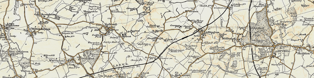 Old map of Brogborough in 1898-1901