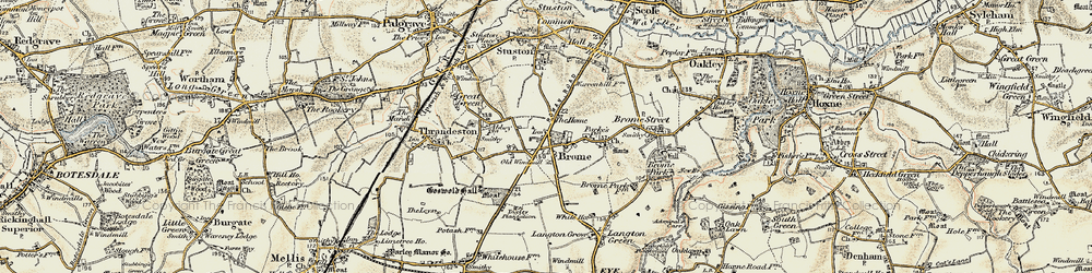 Old map of Brome in 1901-1902