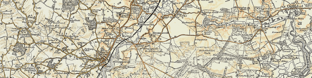 Old map of Bromeswell Heath in 1898-1901