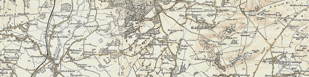 Old map of Bromham in 1898-1899