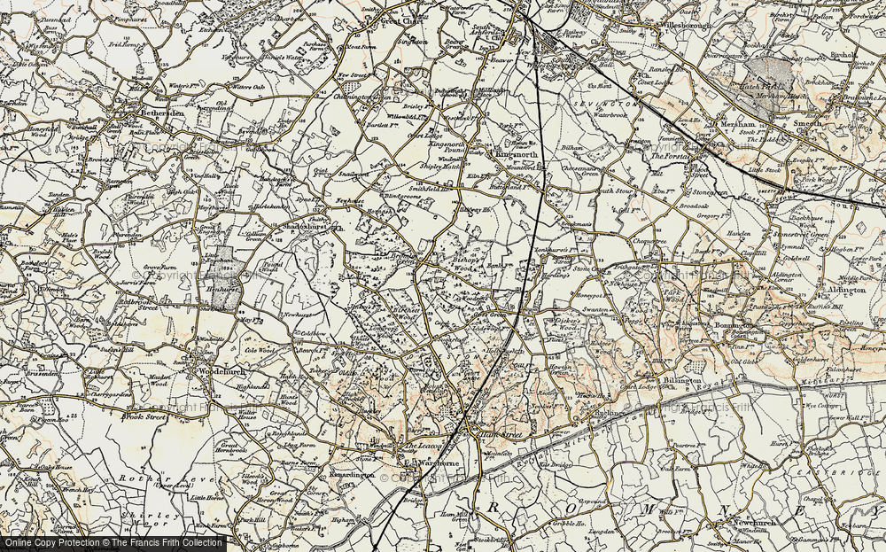 Old Map of Historic Map covering Birchett Wood in 1897-1898