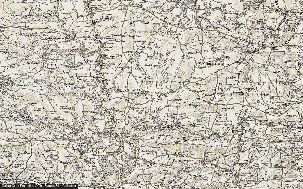 Old Map of Historic Map covering Wimbleball Lake in 1898-1900