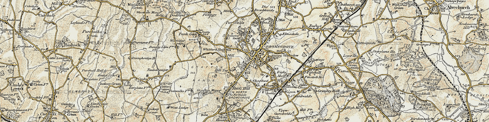 Old map of Bromsgrove in 1901-1902