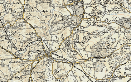 Old map of Bromyard Downs in 1899-1902